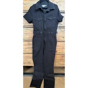 Good American Jumpsuit Women's Large Black Fit For Success Denim Utility NWT